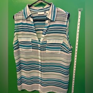 Women’s sheer, collared button-down tops sleeveless